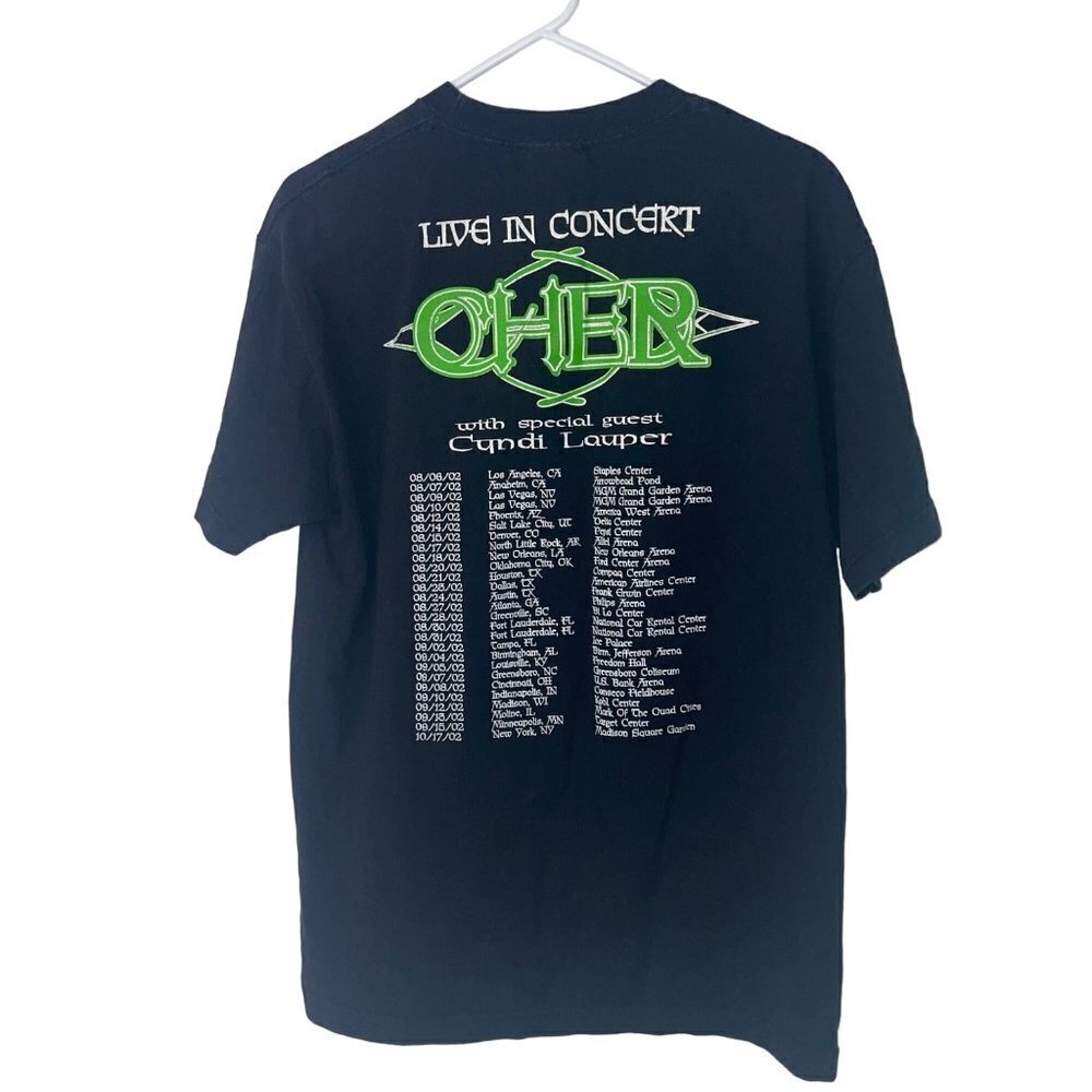 Cher Womens Tee Shirt Size Large Black Live In Concert 2002 Tour Dates Mexico - Picture 2 of 10